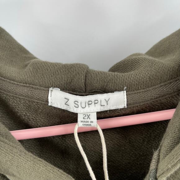 Z SUPPLY Academy Zip Up Hoodie SZ 2X Grape Leaf Sweatshirt NWT Plus Curvy Green - Picture 5 of 14